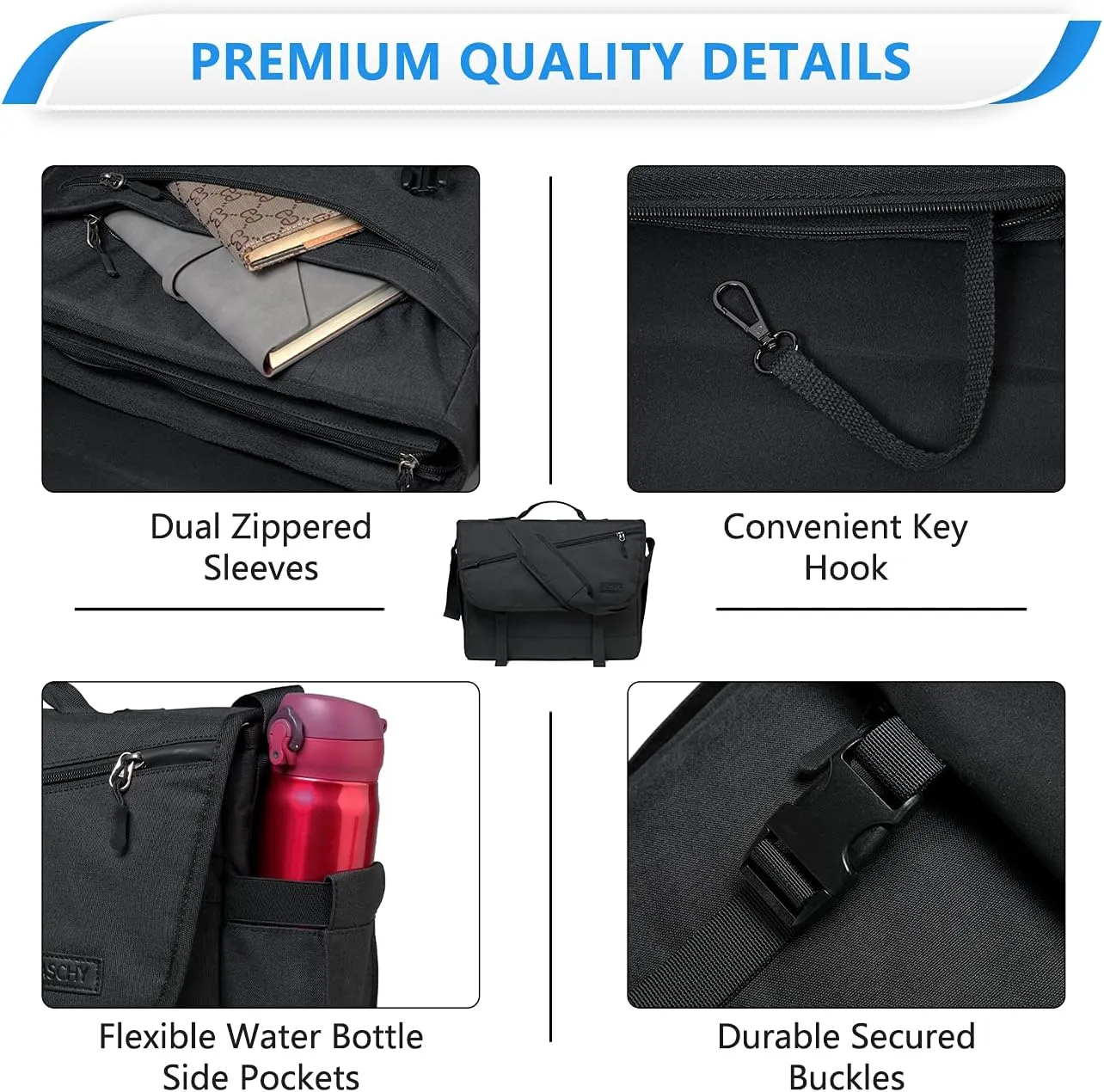 VASCHY Messenger Bag for Men, Fashion Laptop Satchel Crossbody Shoulder Side Bag for Men and Women for Work,Business