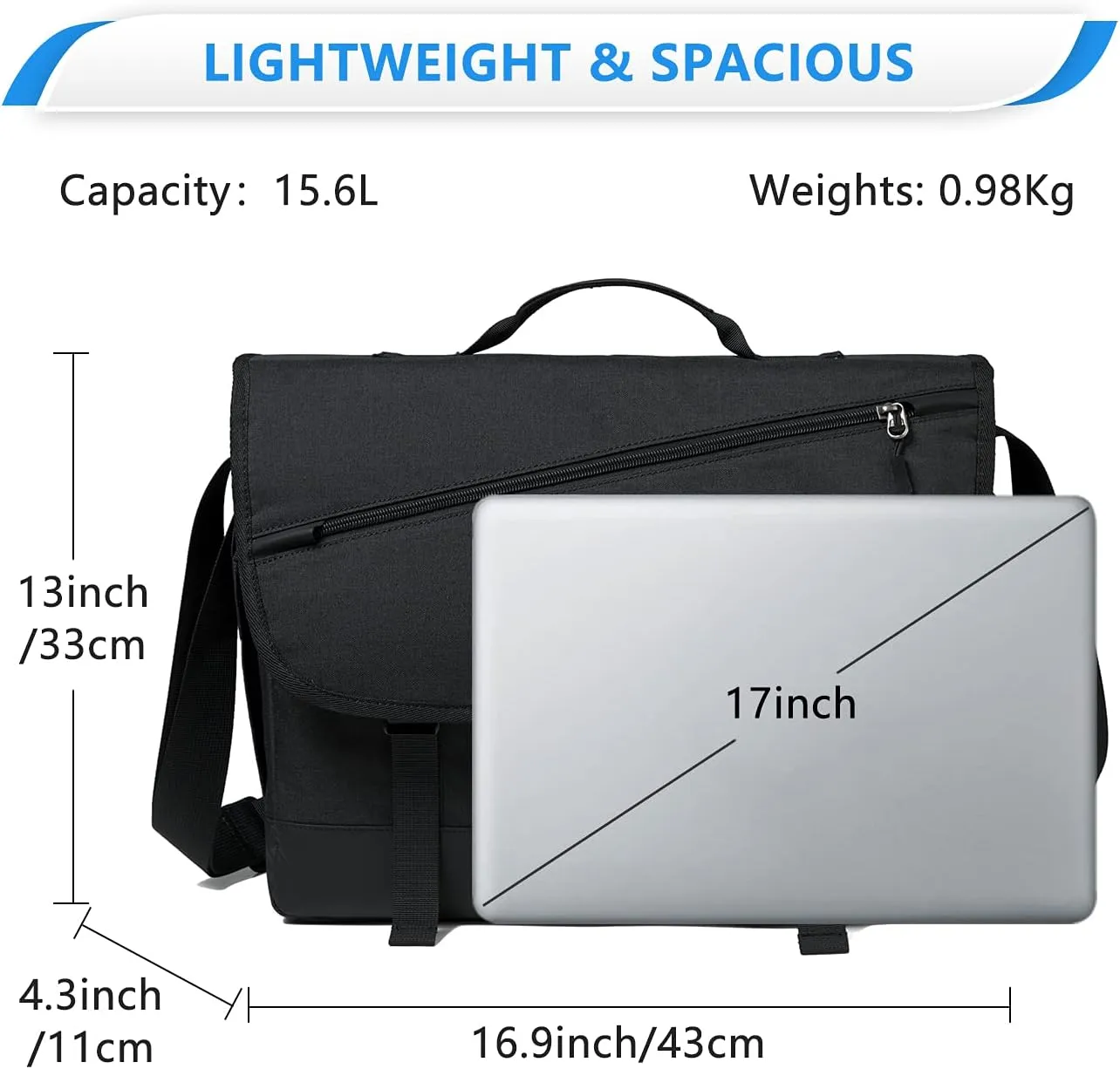 VASCHY Messenger Bag for Men, Fashion Laptop Satchel Crossbody Shoulder Side Bag for Men and Women for Work,Business