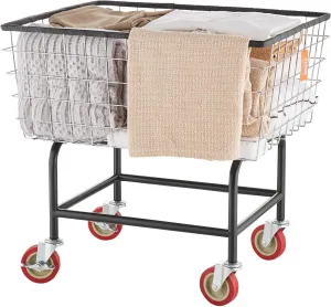 VEVOR Wire Laundry Cart, 2.8Bushel Wire Laundry Basket with Wheels, 26.7''x21.7''x26.4'' Commercial Wire Laundry Basket Cart, Steel Frame with Chrome Finish, 4" Casters