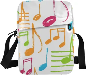 VIGTRO Small Crossbody Bag for Women Men, Colorful Music Score Messenger Bag Purse with Adjustable Strap, Small Shoulder Bag for Travel Outdoor Sports