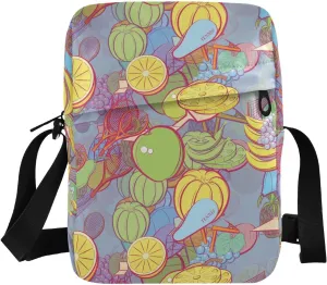 VIGTRO Small Crossbody Bag for Women Men, Fruits Table Tennis Pattern Messenger Bag Purse with Adjustable Strap, Small Shoulder Bag for Travel Outdoor Sports