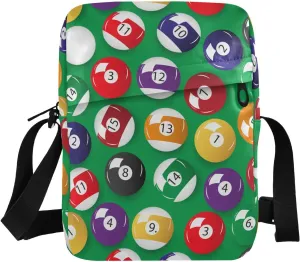 VIGTRO Small Messenger Bag Purse, Color Billiards Balls Mini Crossbody Bag with Adjustable Strap for Women Men, Small Shoulder Bag for Travel Outdoor Sports