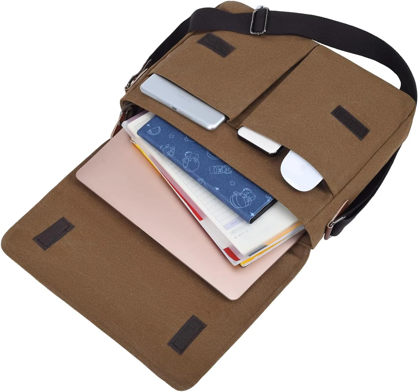 Vintage Canvas Satchel Messenger Bag for Men Women Crossbody Bag Travel Shoulder Bag 13.3" Laptop Bag Bookbag Work