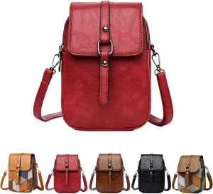 Vintage Crossbody Phone Bag for Women, crossbody bags for women Leather Shoulder Purse and Handbag with Earphone Hole