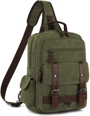 Vintage Messenger Bag, Canvas Backpack for Travel, Men's Shoulder Bag, Dual-use Bag for Hand Carry and Crossbody Carry