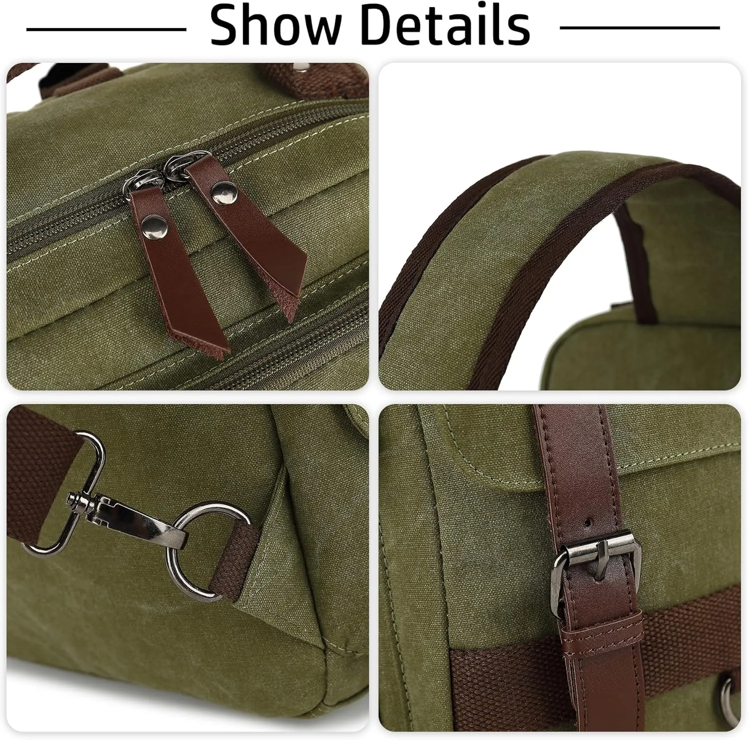 Vintage Messenger Bag, Canvas Backpack for Travel, Men's Shoulder Bag, Dual-use Bag for Hand Carry and Crossbody Carry