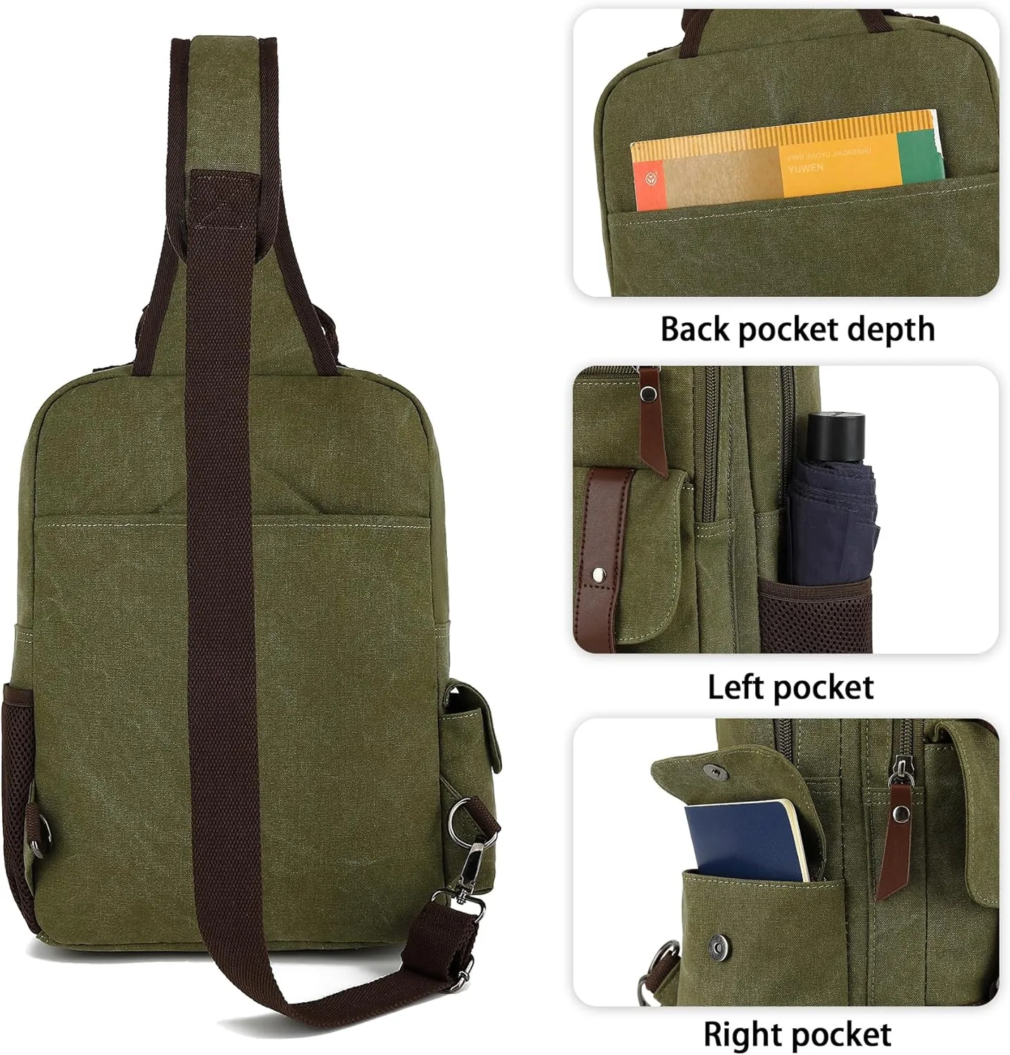 Vintage Messenger Bag, Canvas Backpack for Travel, Men's Shoulder Bag, Dual-use Bag for Hand Carry and Crossbody Carry