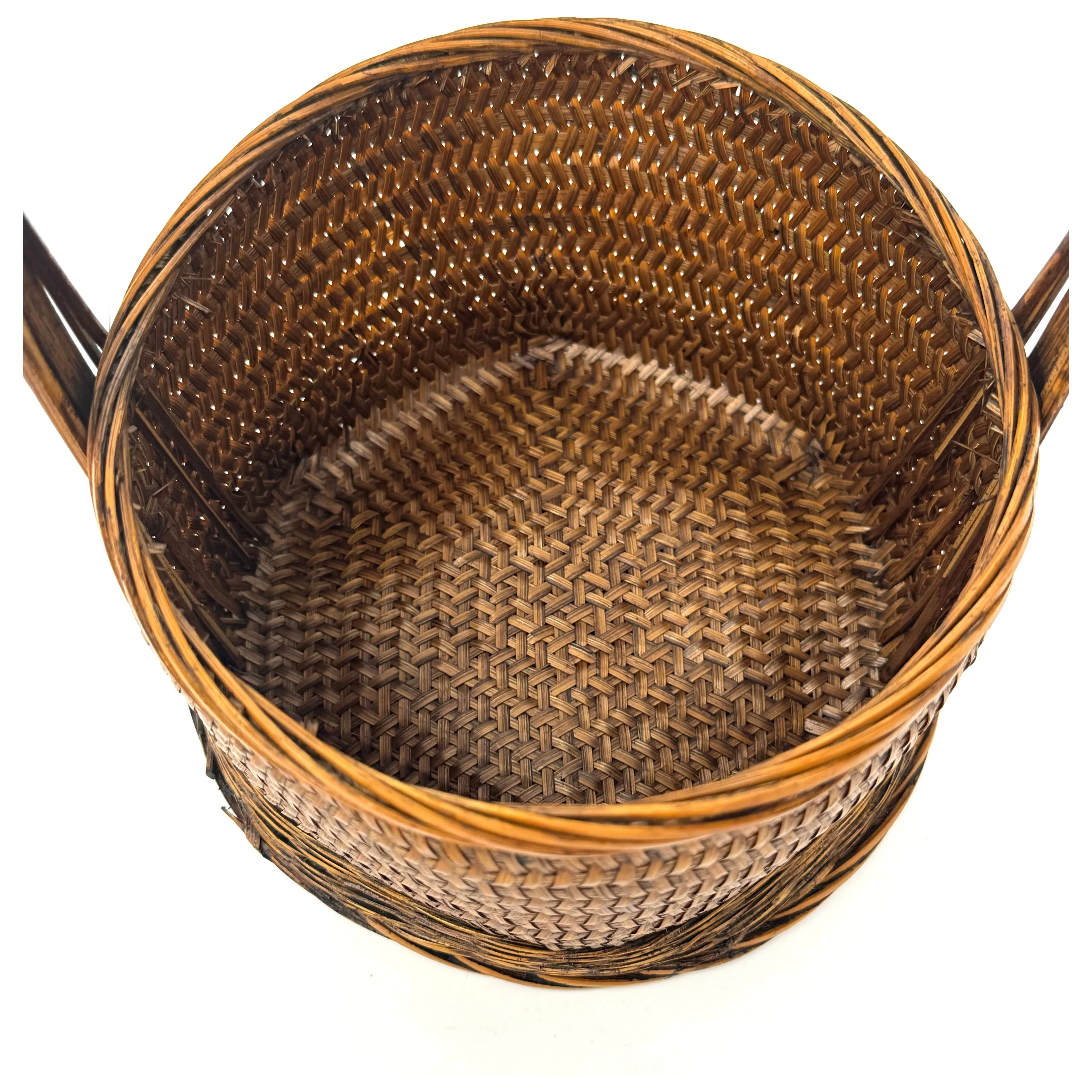 Vintage Philippine Wedding-Style Basket - 9.5" H X 6.5" Diam.