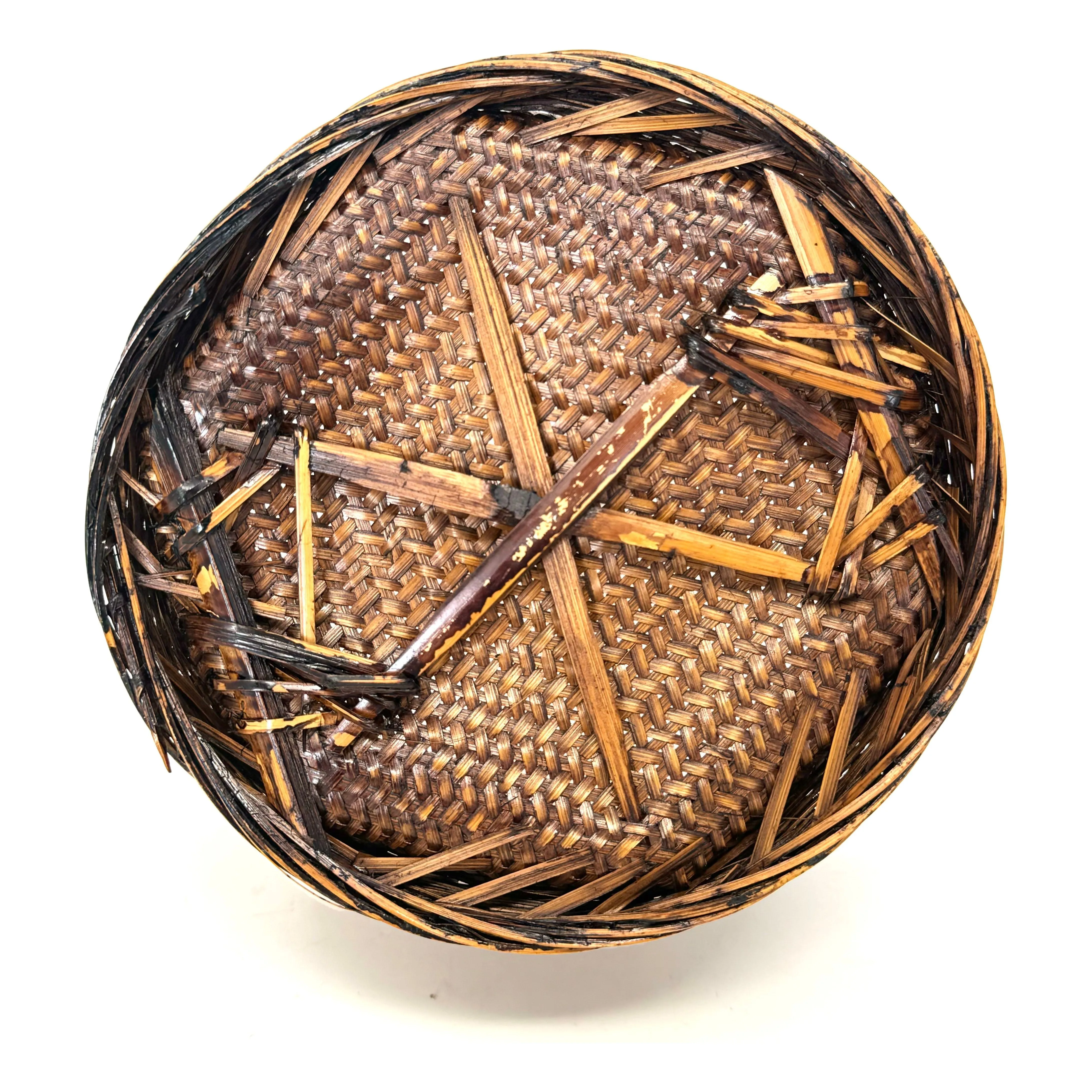 Vintage Philippine Wedding-Style Basket - 9.5" H X 6.5" Diam.