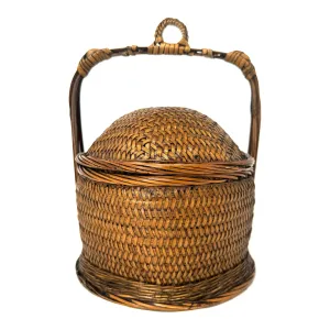 Vintage Philippine Wedding-Style Basket - 9.5" H X 6.5" Diam.