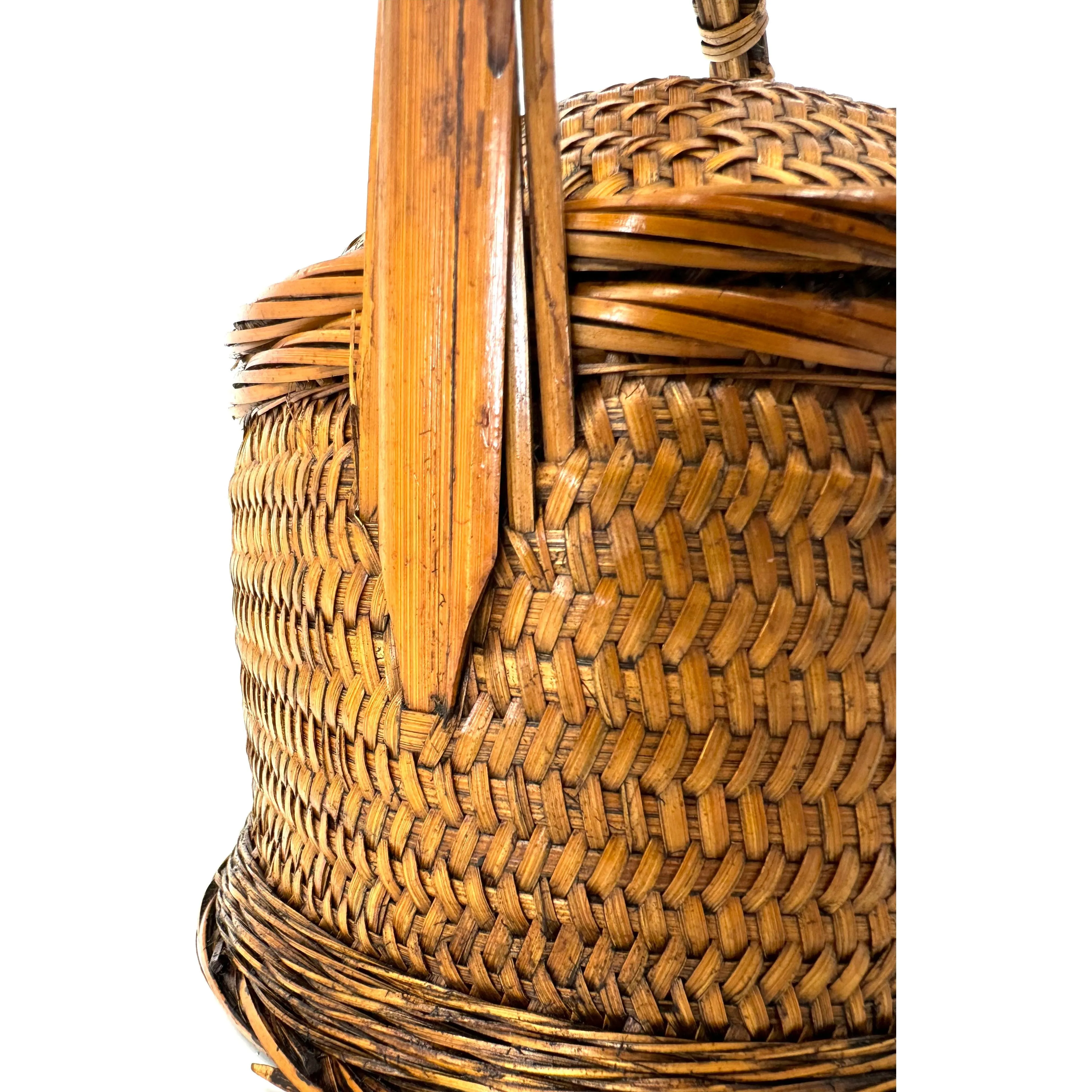 Vintage Philippine Wedding-Style Basket - 9.5" H X 6.5" Diam.