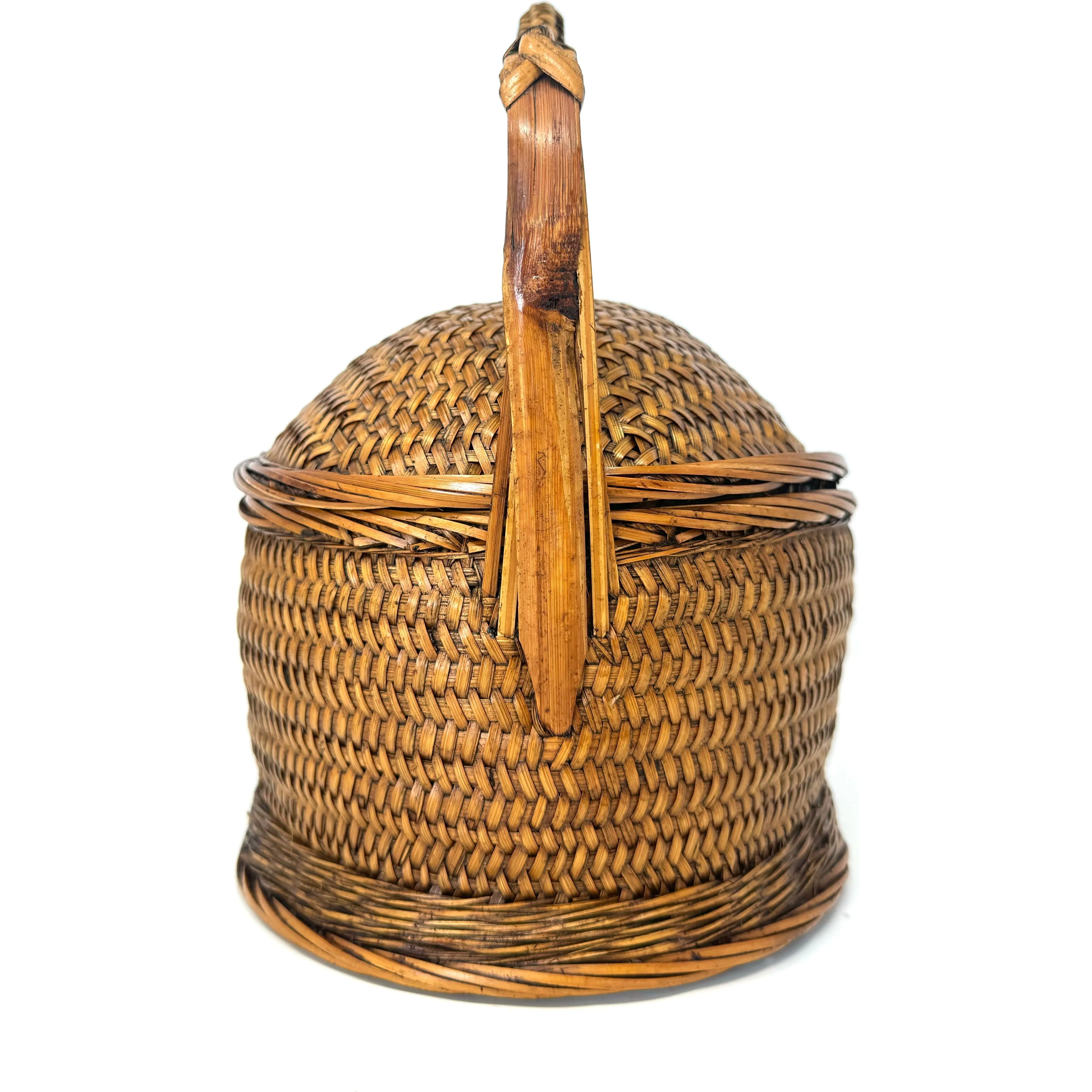 Vintage Philippine Wedding-Style Basket - 9.5" H X 6.5" Diam.