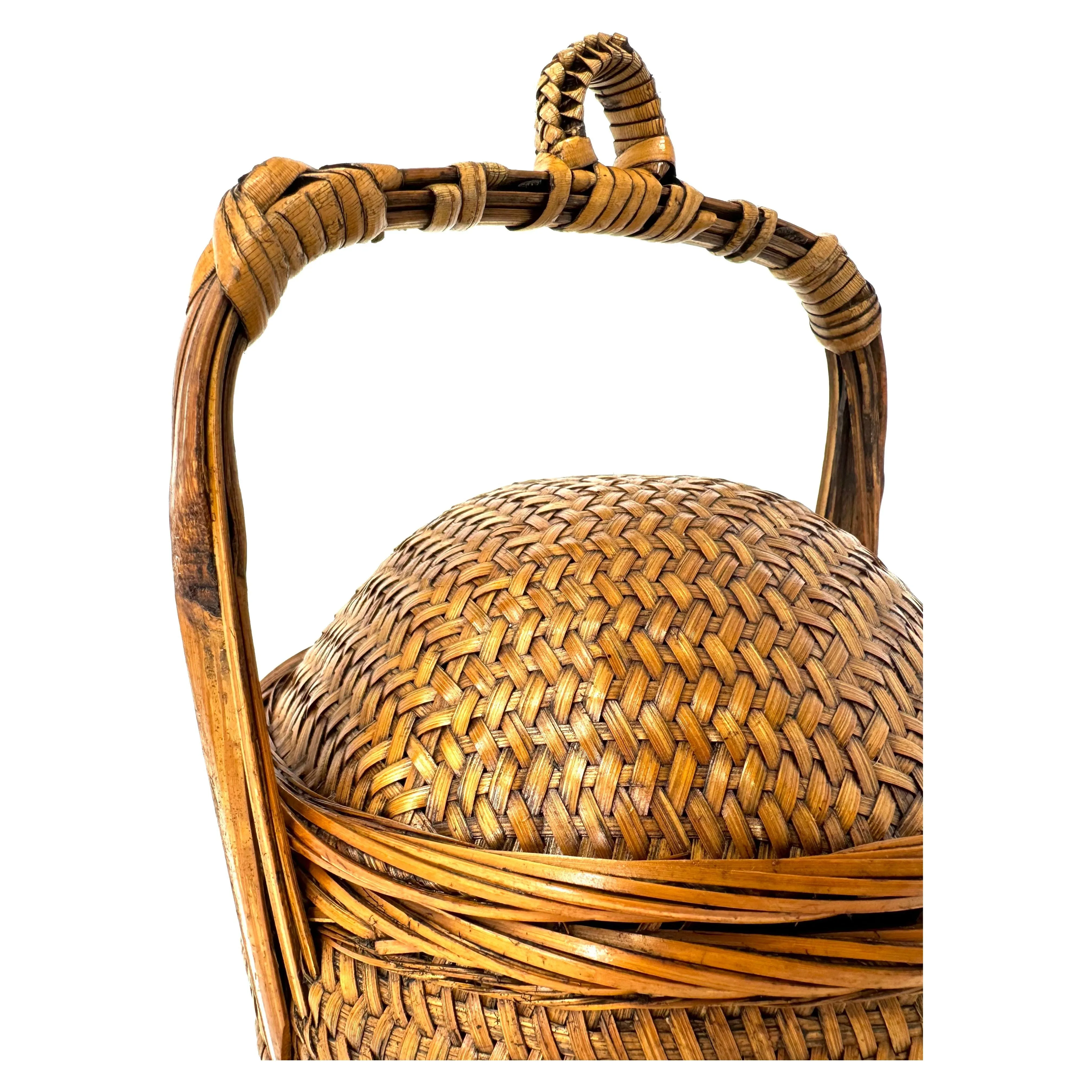 Vintage Philippine Wedding-Style Basket - 9.5" H X 6.5" Diam.
