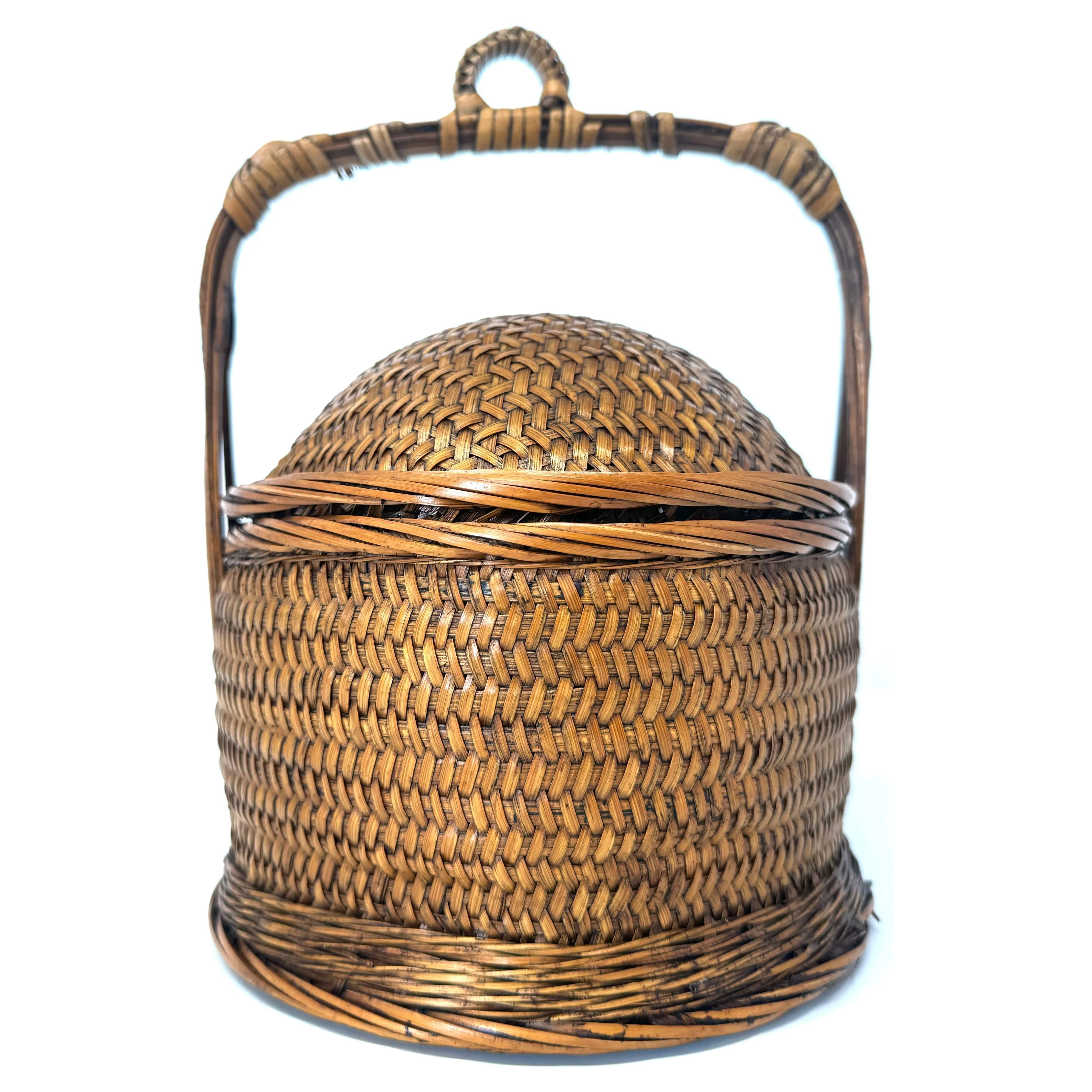 Vintage Philippine Wedding-Style Basket - 9.5" H X 6.5" Diam.