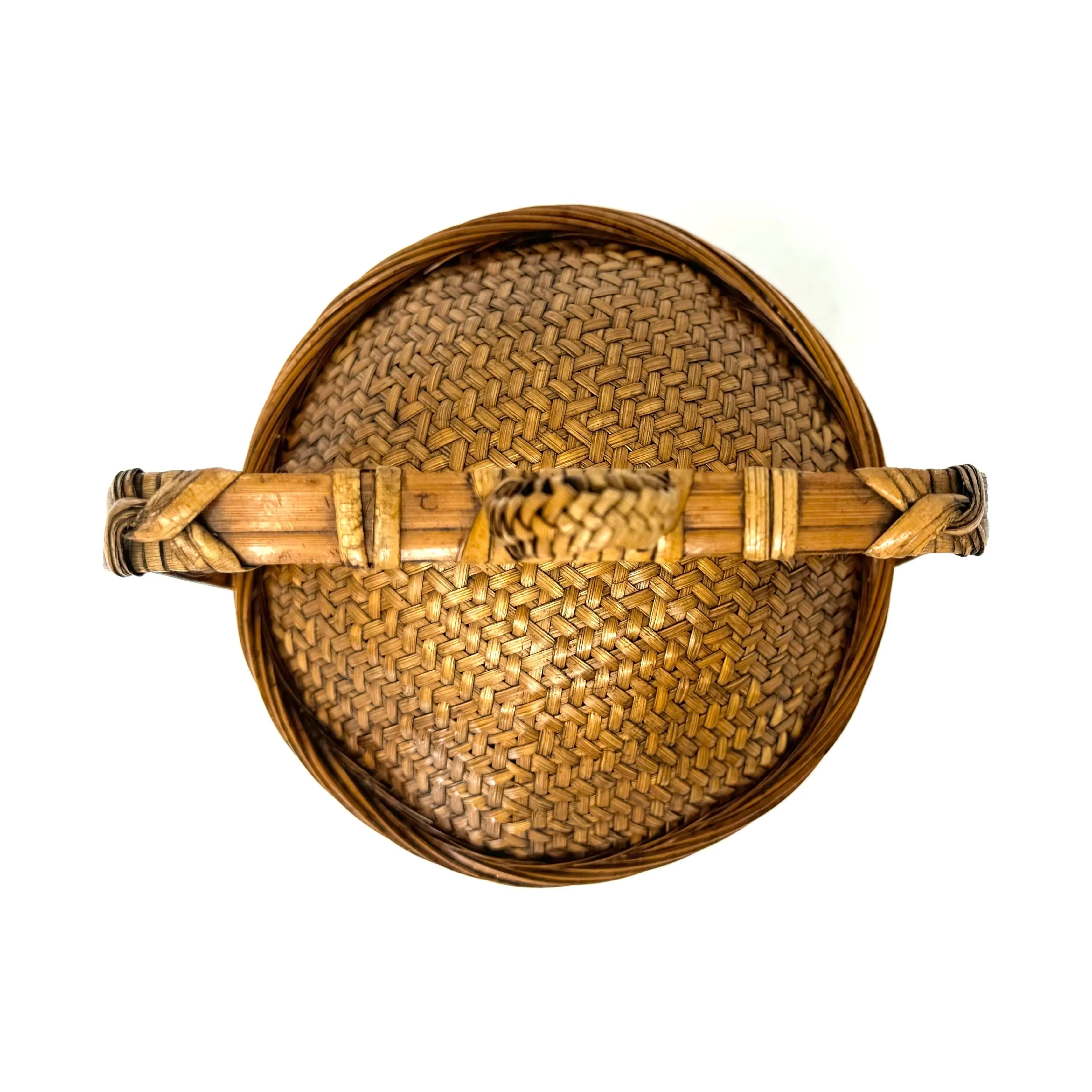 Vintage Philippine Wedding-Style Basket - 9.5" H X 6.5" Diam.