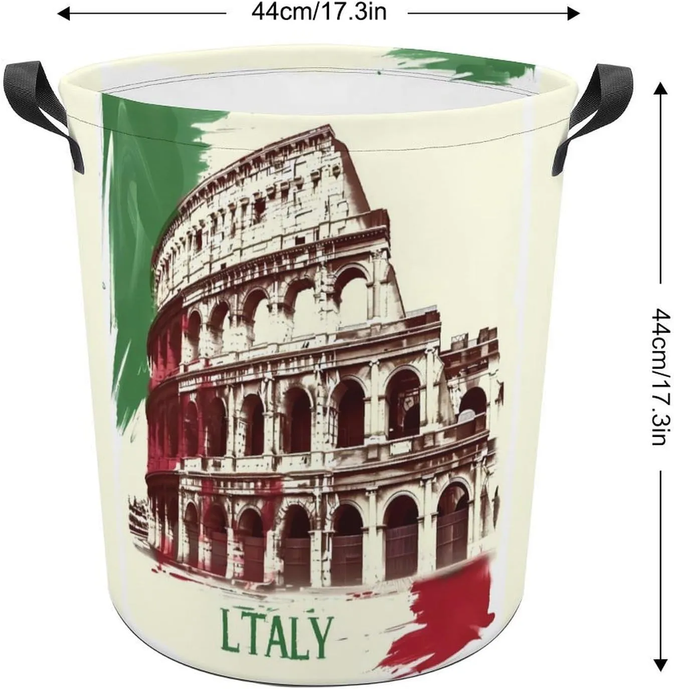 Vintage Roman Colosseums Italian Flag Laundry Basket Collapsible Laundry Hamper Clothes Toys Storage Bag with Handle for Bathroom 44x44cm