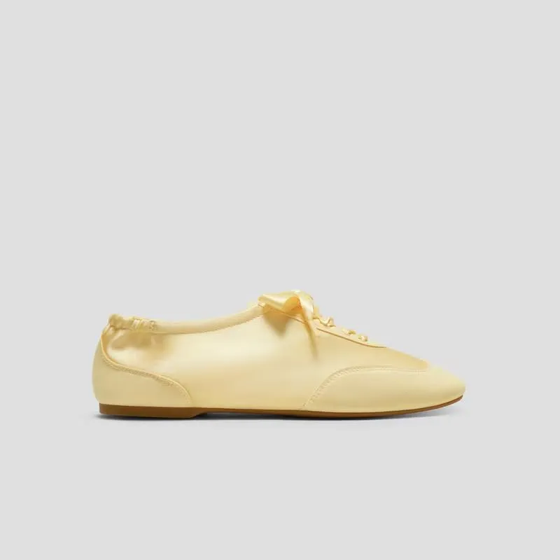 VIVIAIA Cristina Square Toe Smooth Satin Fabric Lace-Up Satin Sneakerina
