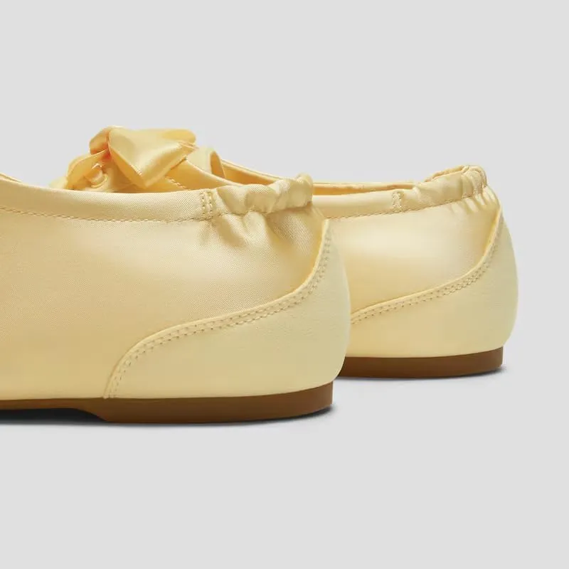 VIVIAIA Cristina Square Toe Smooth Satin Fabric Lace-Up Satin Sneakerina