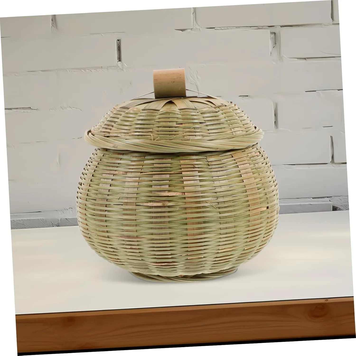 VOSAREA Mini Bamboo Woven Storage Basket Creative Organizer Box for Home Portable Desk Organizer