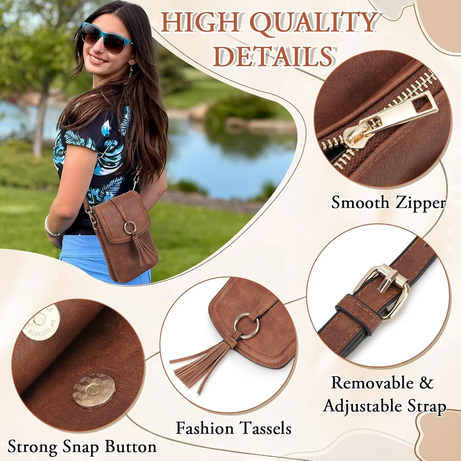 VX VONXURY Small Crossbody Bag for Women, PU Leather Cross Body Cell Phone Purse Shoulder Bag with Adjustable Strap
