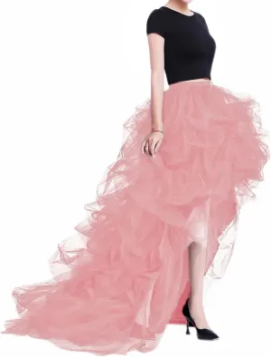 WDPL Women's Long High Low Ruffles Party Tulle Skirt