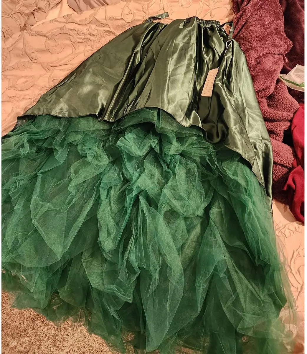 WDPL Women's Long High Low Ruffles Party Tulle Skirt