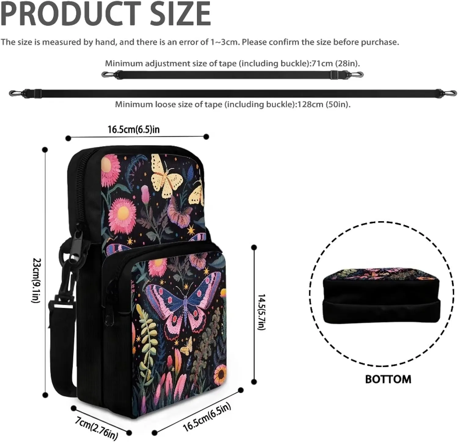 WELLFLYHOM Small Crossbody Bag for Men Women Phone Purse Over Shoulder Handbag Messenger Pouch