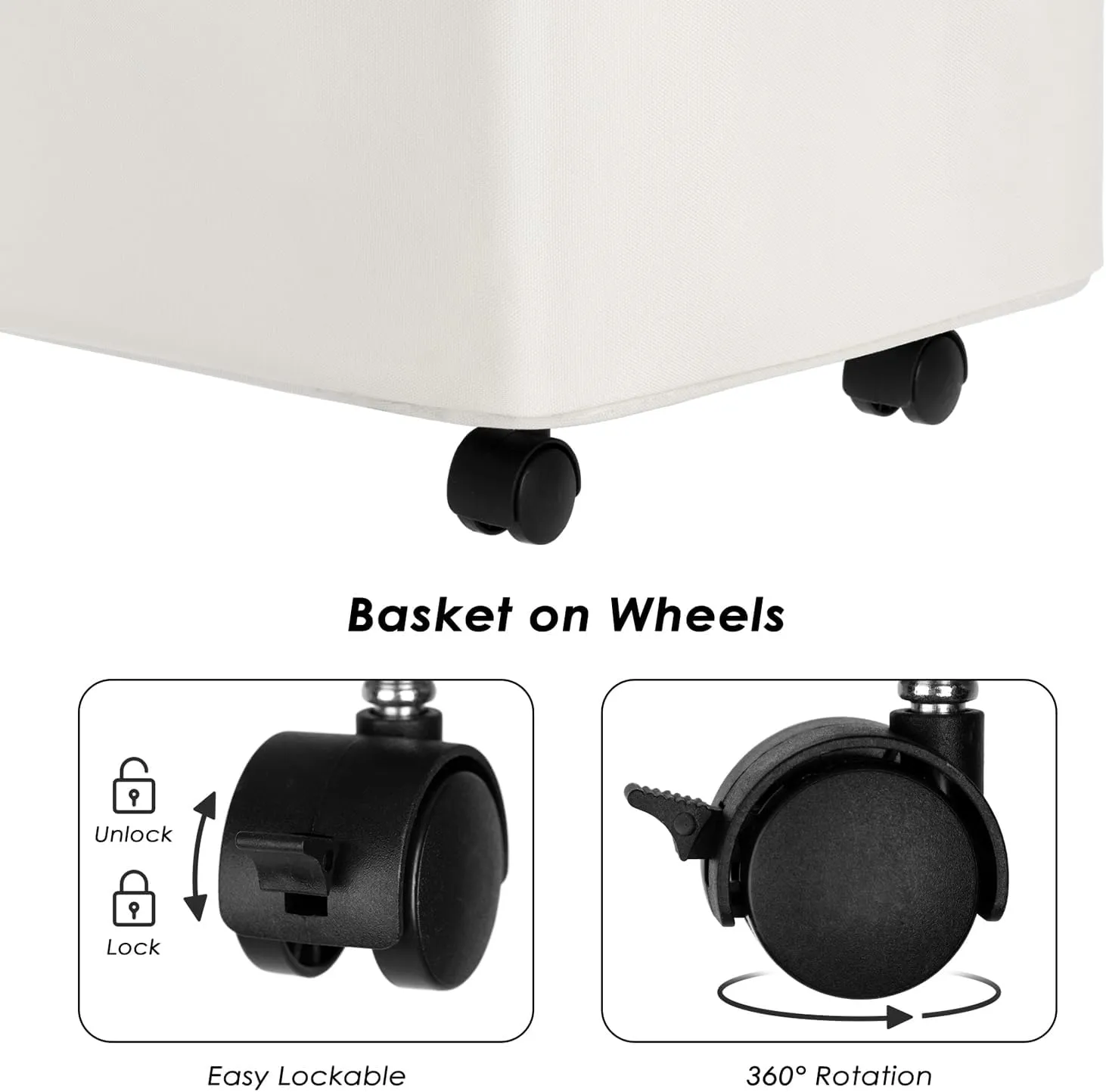 WELTRXE Laundry Basket with Wheels, 110L Large Clothes Hamper for Laundry, Collapsible & Waterproof Laundry Hamper with Lid and Removable Inner Bag, for Laundry Room, Bedroom, Dormitory Storage, Beige
