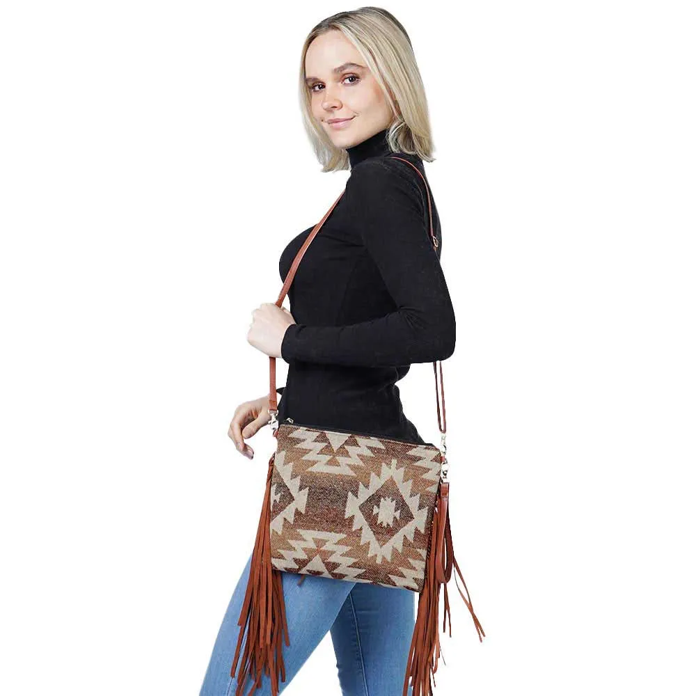 Western Pattern Tassel Crossbody Clutch Bag by Madeline Love