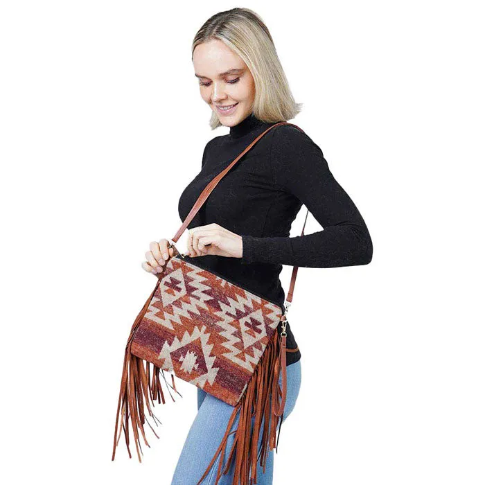 Western Pattern Tassel Crossbody Clutch Bag by Madeline Love