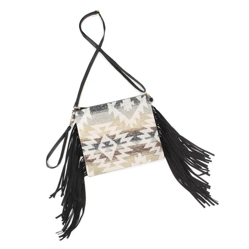 Western Pattern Tassel Crossbody Clutch Bag by Madeline Love