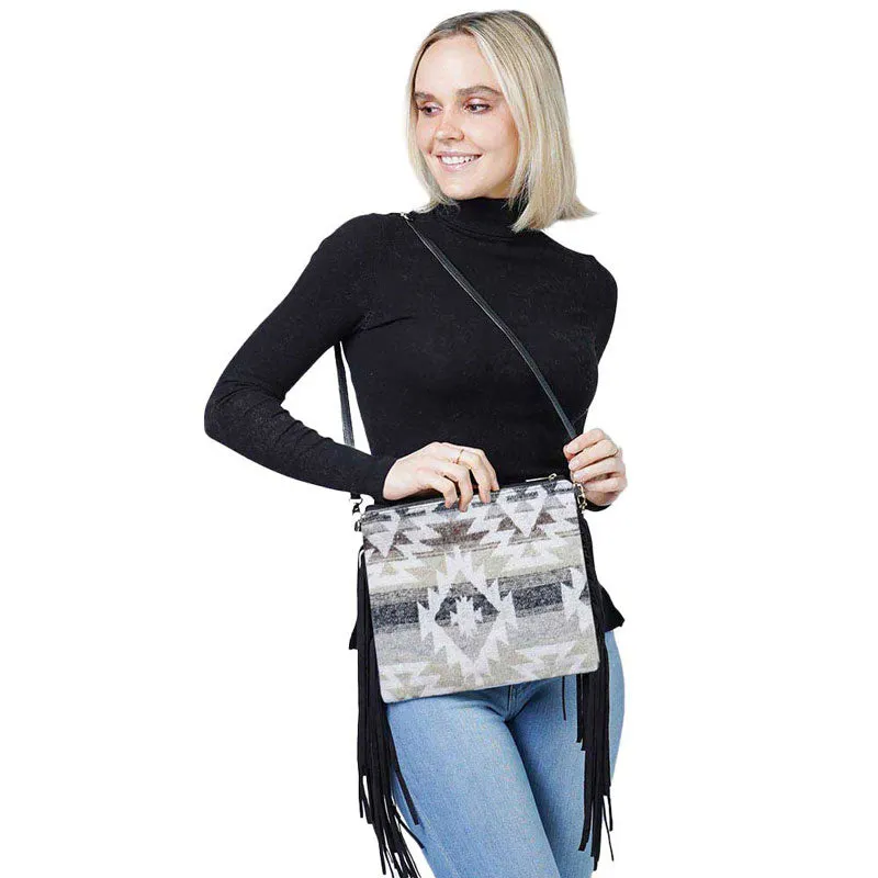 Western Pattern Tassel Crossbody Clutch Bag by Madeline Love