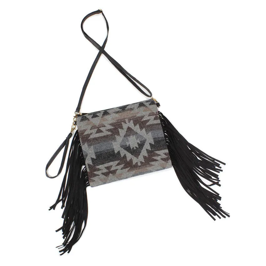 Western Pattern Tassel Crossbody Clutch Bag by Madeline Love