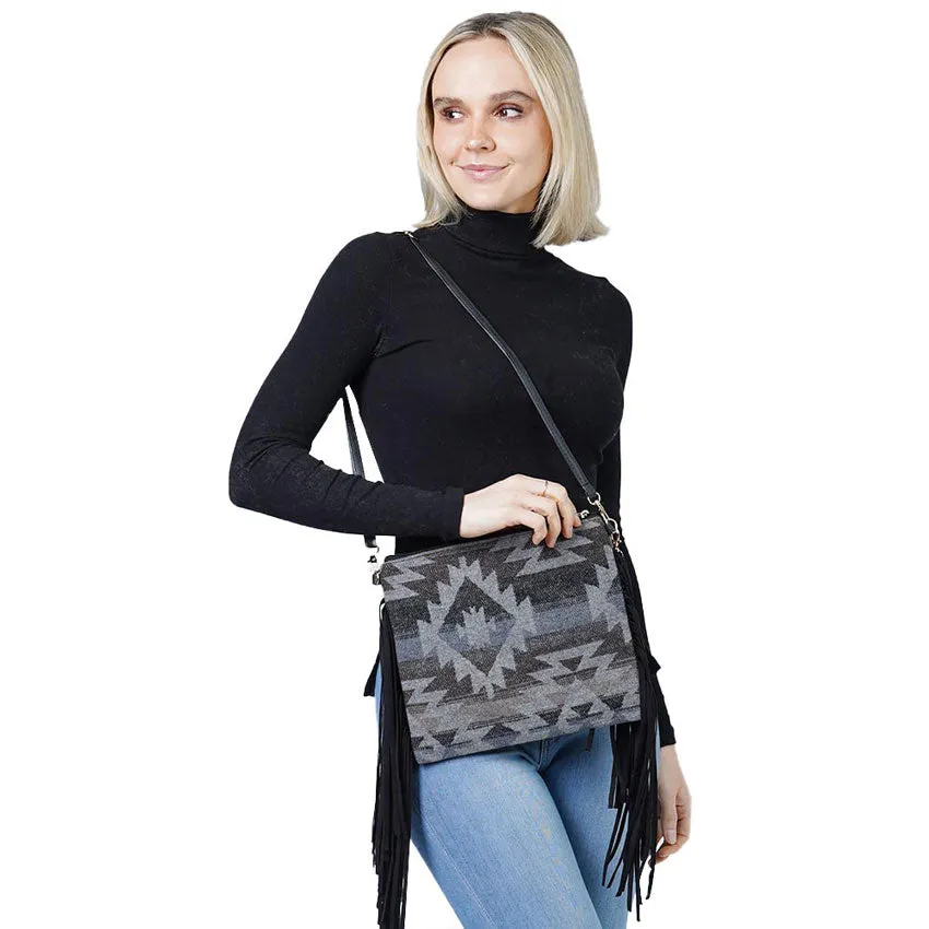 Western Pattern Tassel Crossbody Clutch Bag by Madeline Love