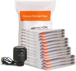 Wevac Combo Vacuum Storage Bag (3 Jumbo, 3 Large, 3 Medium, 3 Small),Space Saver with Premium Electric Pump,Double Zip Seal,Special-Grip Clip,Ideal for Clothes, Blanket Compression and Travelling