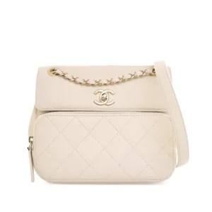 White Chanel Caviar Business Affinity Messenger Flap Crossbody Bag