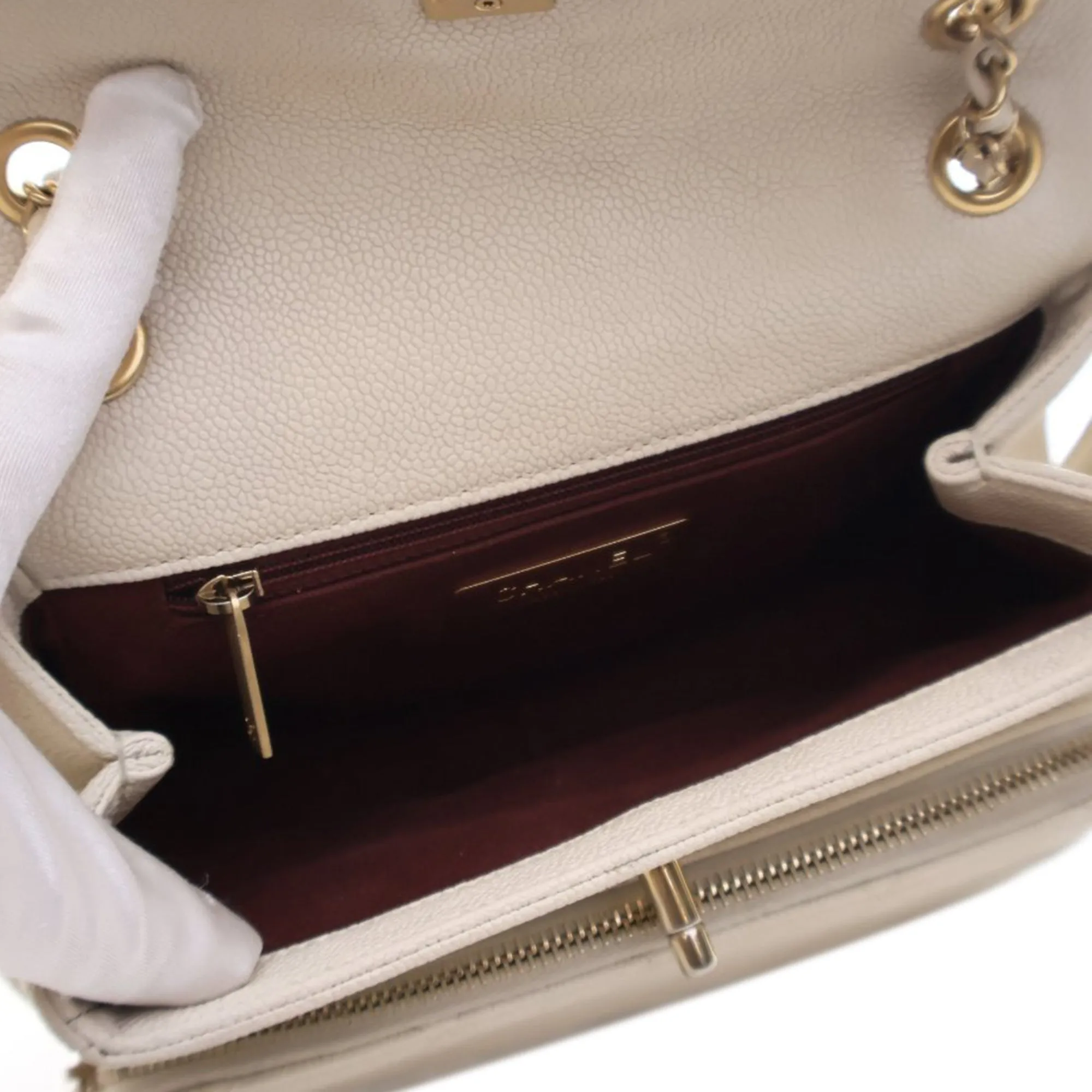 White Chanel Caviar Business Affinity Messenger Flap Crossbody Bag