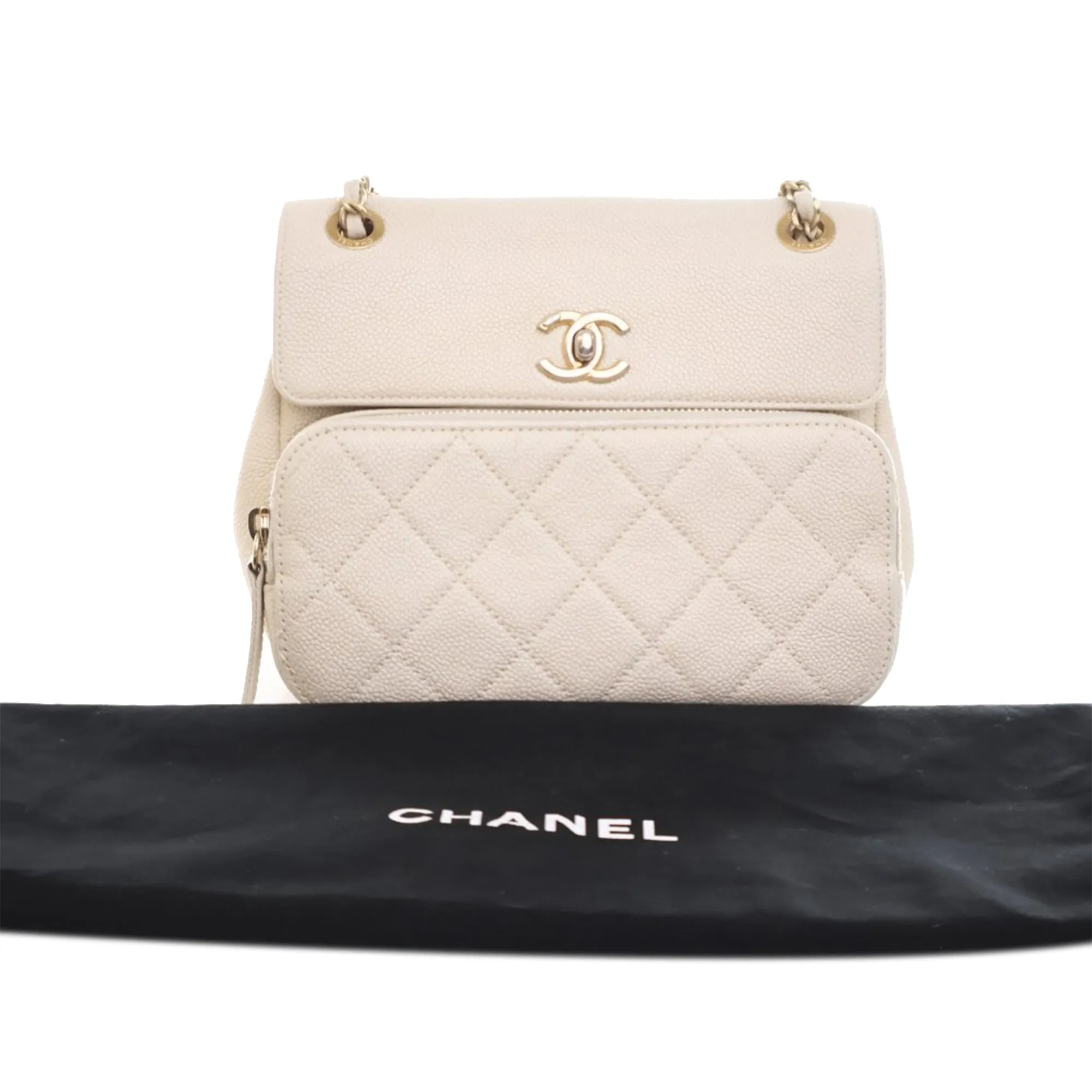 White Chanel Caviar Business Affinity Messenger Flap Crossbody Bag
