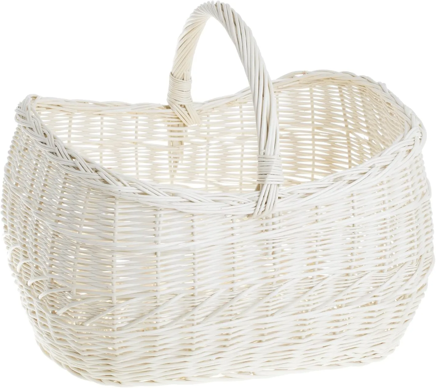 White Willow Gift Basket, Oval Shopping Basket, White