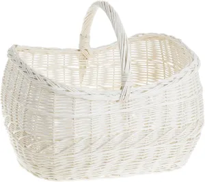 White Willow Gift Basket, Oval Shopping Basket, White