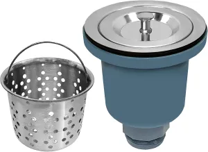 Whitehaus NRNW35A-SS 3-1/2-Inch Basket Strainer with Deep Removable Basket, Stainless Steel