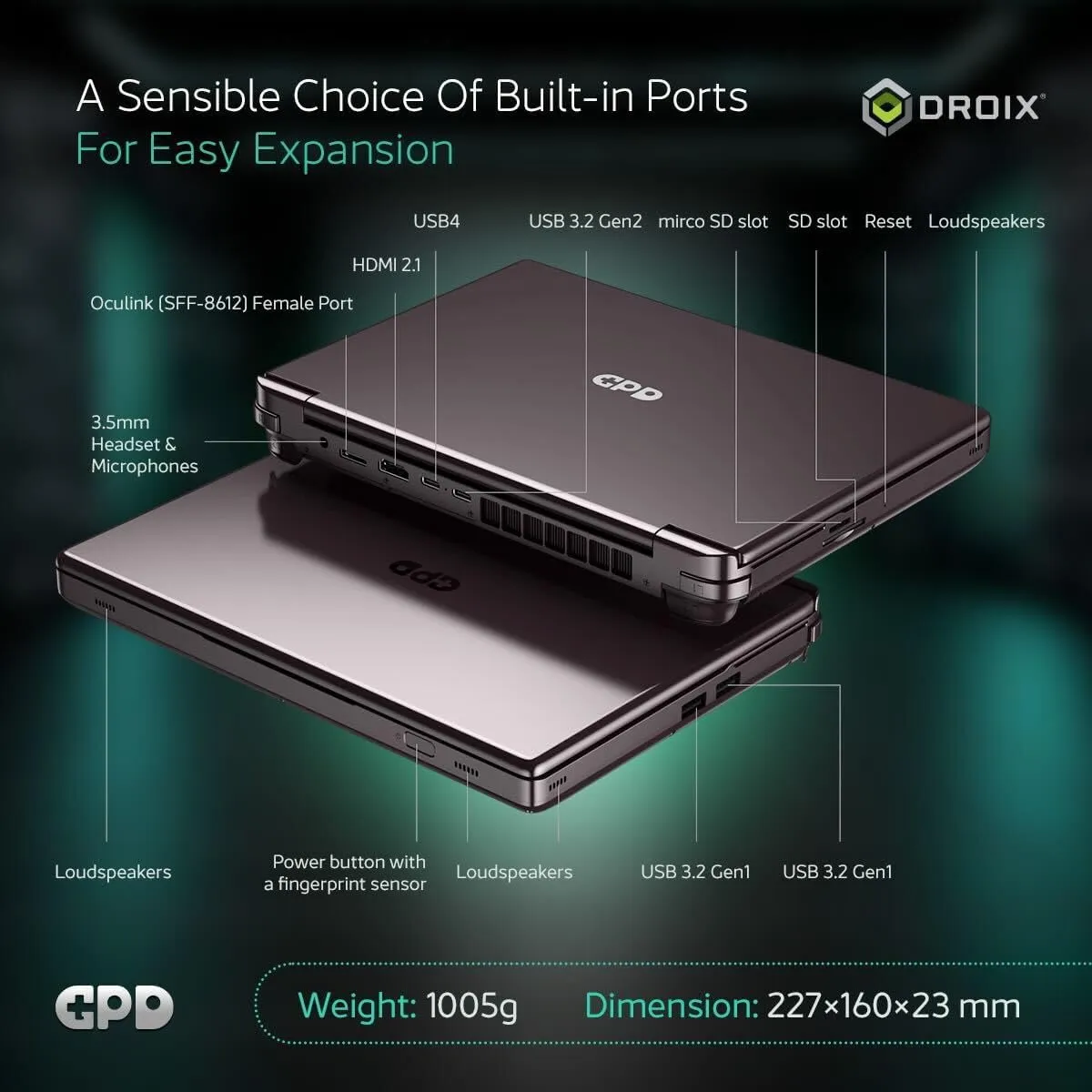 Win MAX 2 2024 Handheld Gaming PC with AMD Ryzen 7 8840U, Radeon 780M GPU, 32GB RAM, 1TB SSD, OcuLink, 10.1" IPS Display, Gaming Controls, Keyboard and touchpad