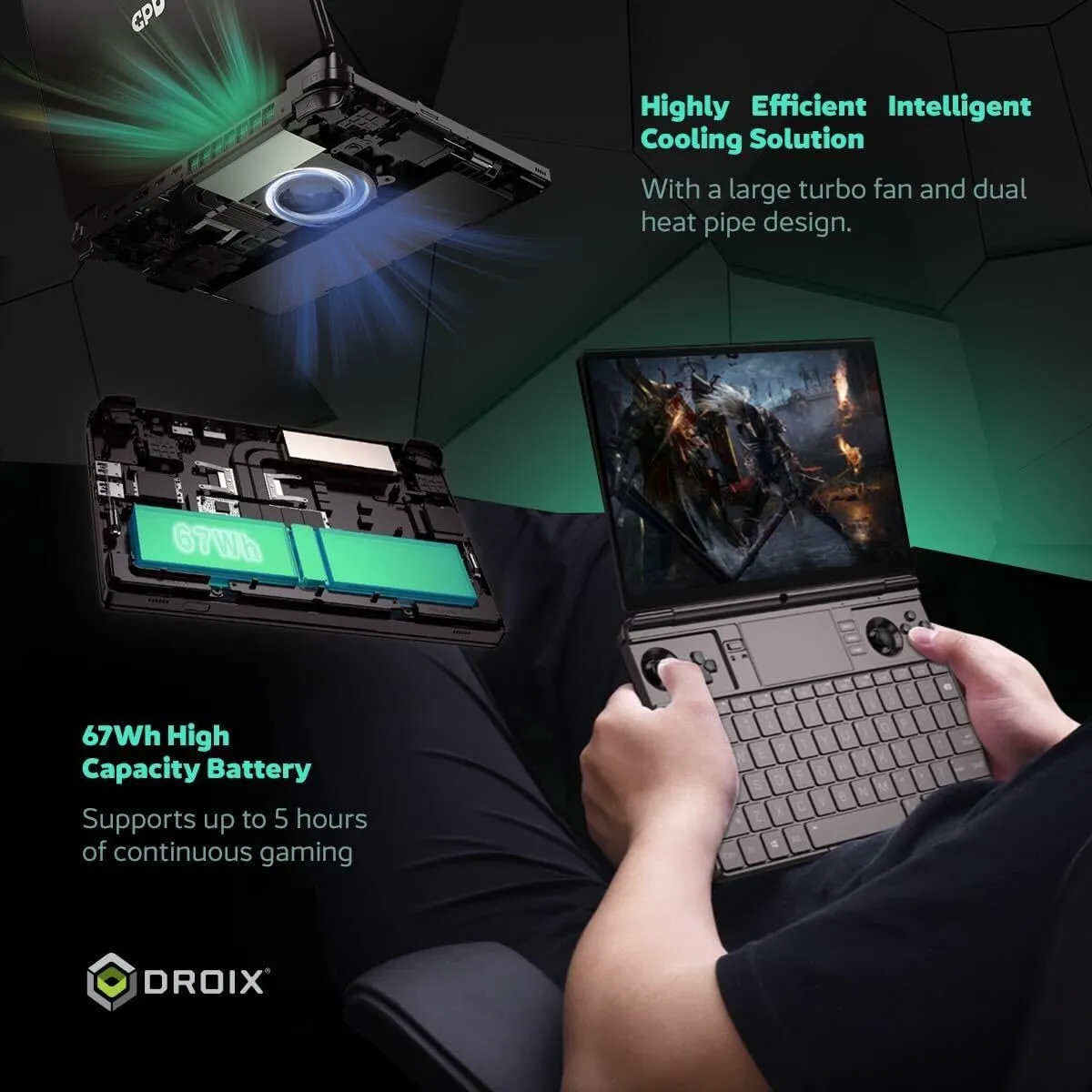 Win MAX 2 2024 Handheld Gaming PC with AMD Ryzen 7 8840U, Radeon 780M GPU, 32GB RAM, 1TB SSD, OcuLink, 10.1" IPS Display, Gaming Controls, Keyboard and touchpad