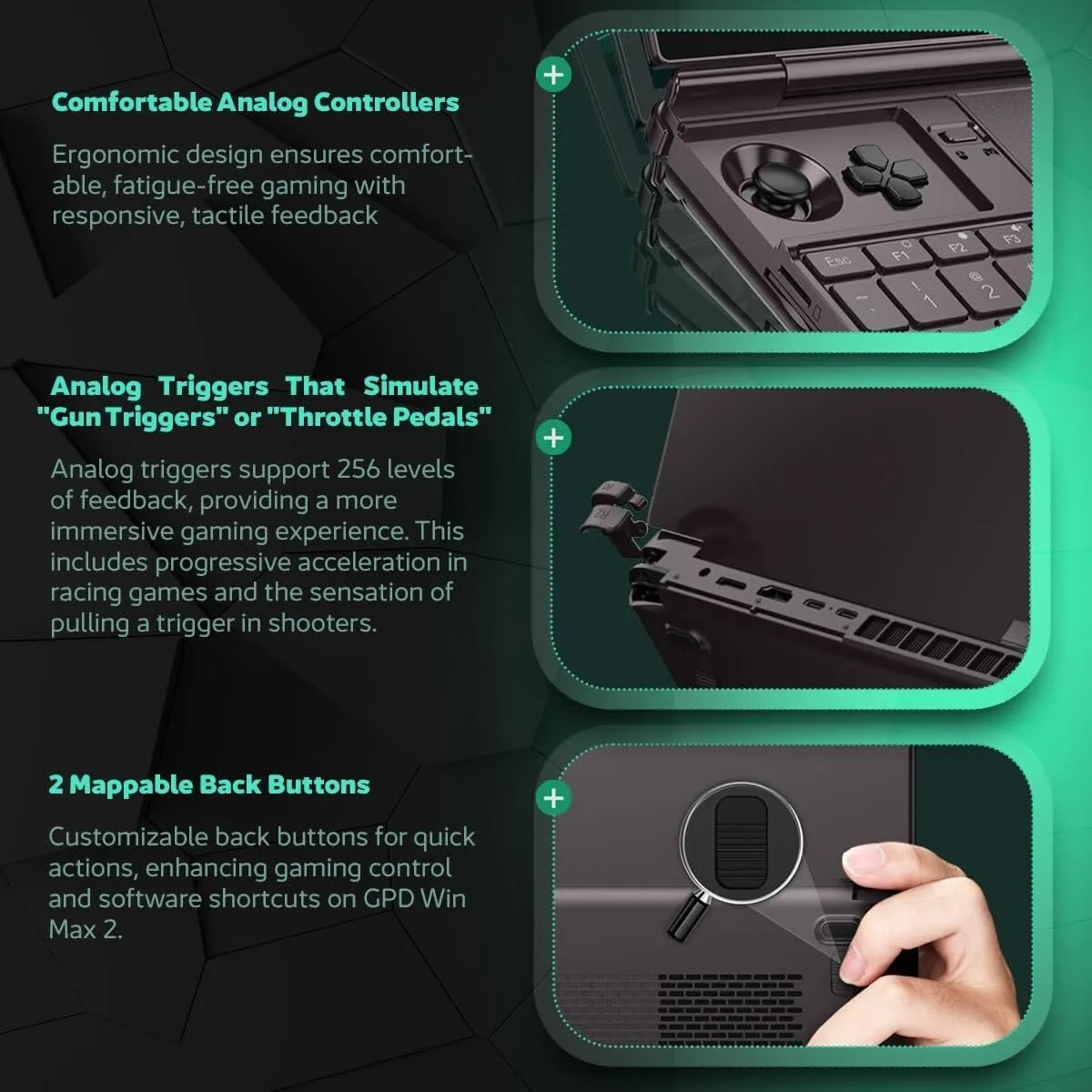 Win MAX 2 2024 Handheld Gaming PC with AMD Ryzen 7 8840U, Radeon 780M GPU, 32GB RAM, 1TB SSD, OcuLink, 10.1" IPS Display, Gaming Controls, Keyboard and touchpad