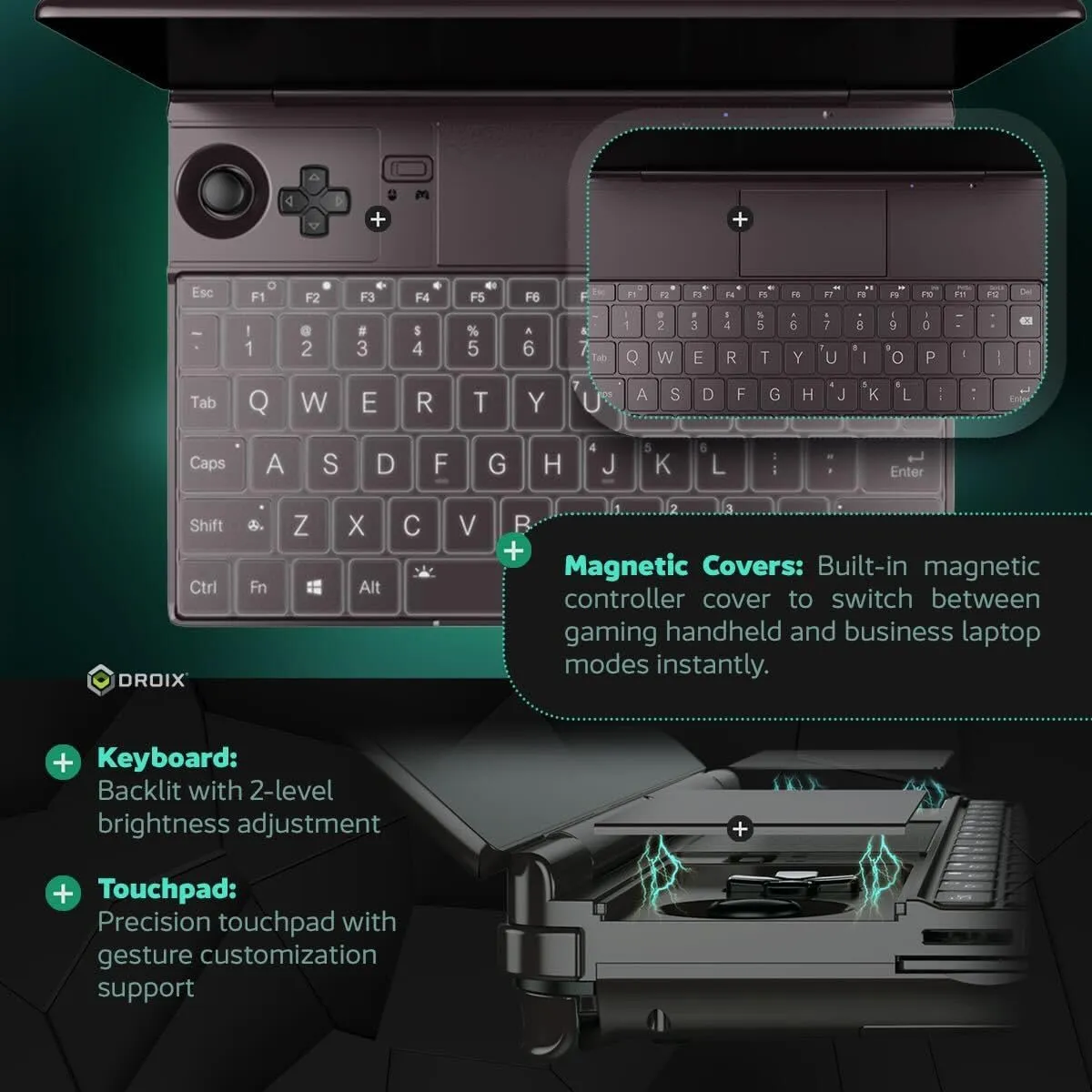 Win MAX 2 2024 Handheld Gaming PC with AMD Ryzen 7 8840U, Radeon 780M GPU, 32GB RAM, 1TB SSD, OcuLink, 10.1" IPS Display, Gaming Controls, Keyboard and touchpad
