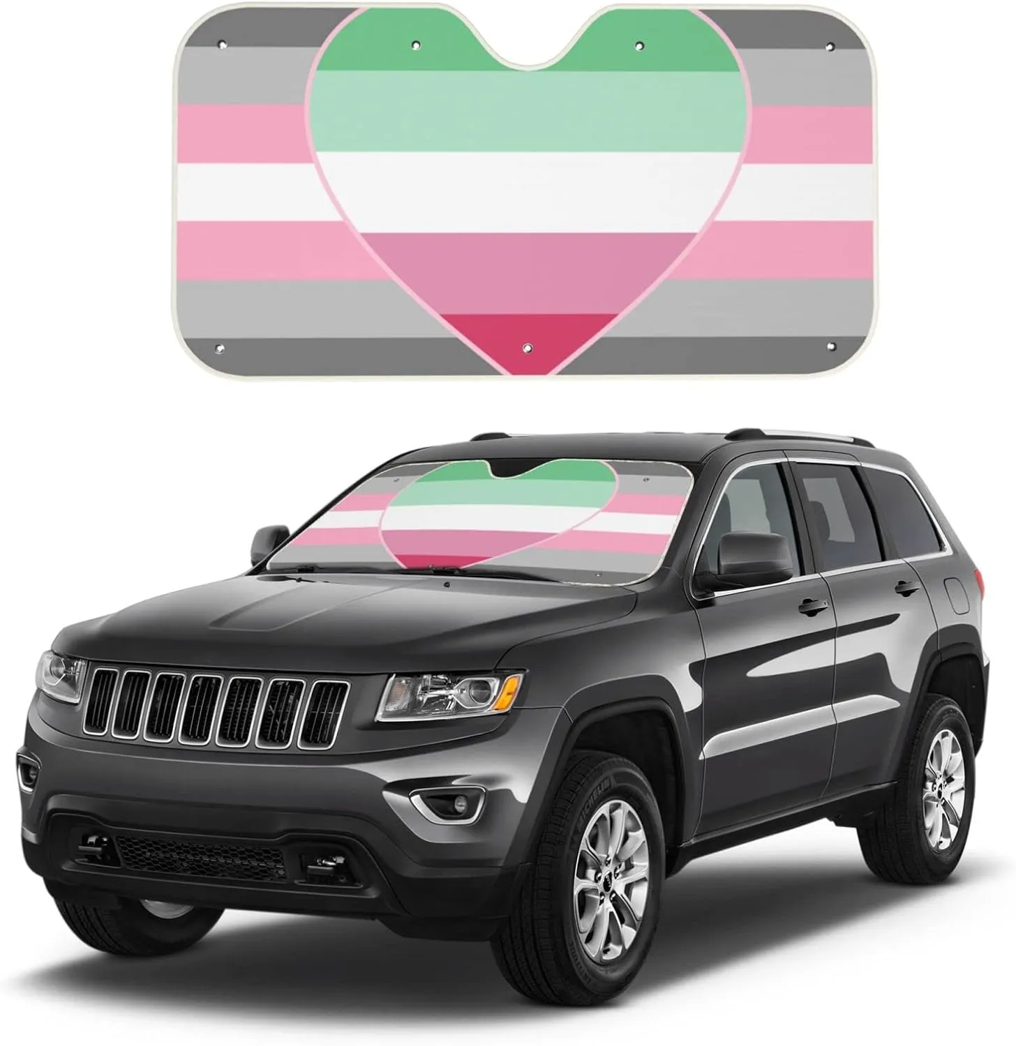 Windshield Car Sunshade Demigirl Abro-Pride Flag LGBTQ Umbrella Foldable SUV Truck Visor Protector Front Window Cover 55x30 in