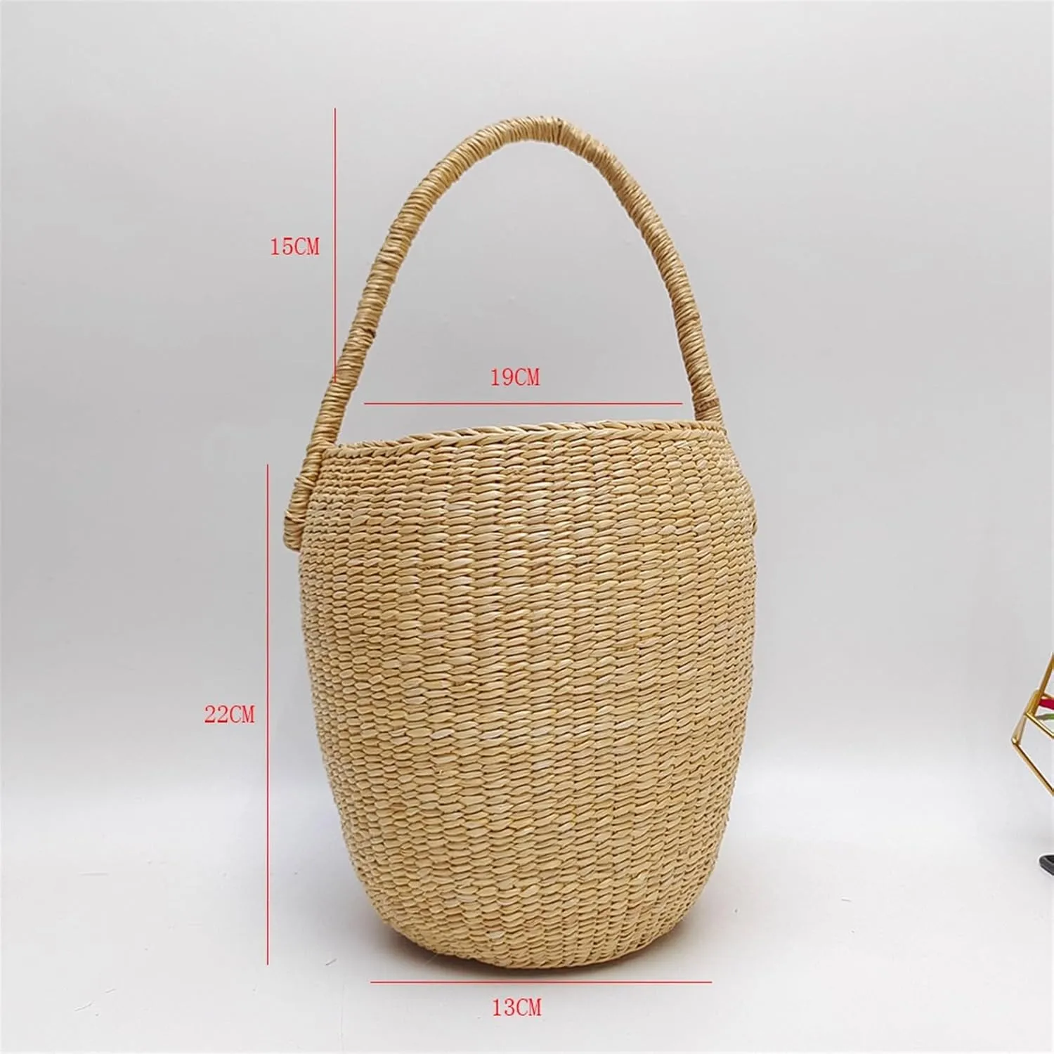 WOLWES Weaving Bag Ultra -fire Hollow Woven Hand -Raised Woven Bag Ducts and Basket Yellow Grass Editing Bag