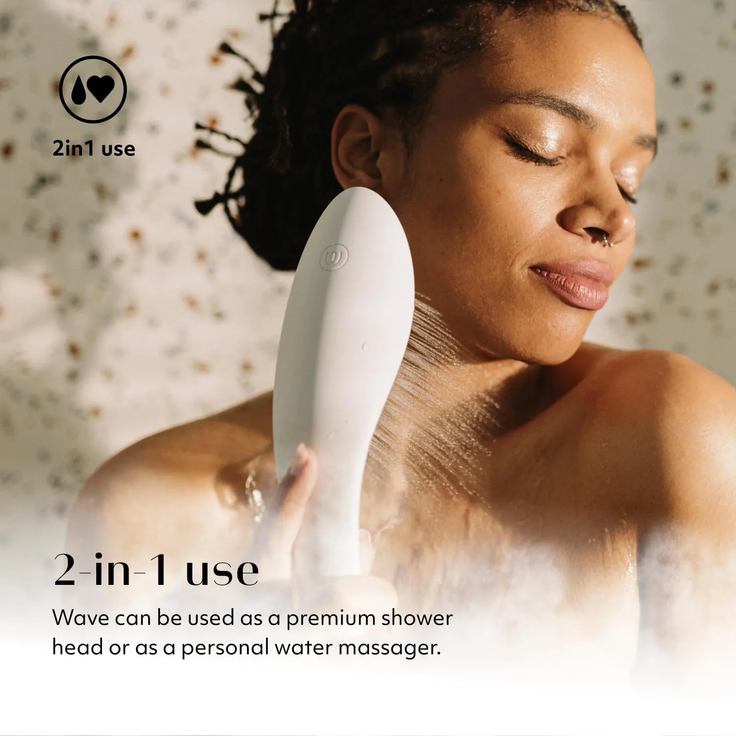 Womanizer Wave Multifunction Shower Head | Special Jet Water Powered Personal Massager | 2in1 Showerhead for Women | Control 3 Pattern Settings | Handheld Water Pressure Massage Tool | Black
