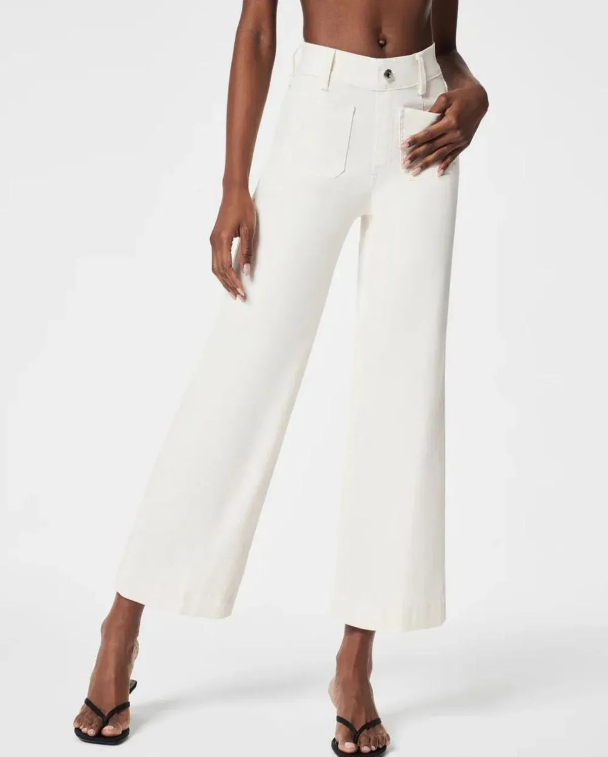 Women Casual Loose Pocket High Waist Wide Leg Jeans