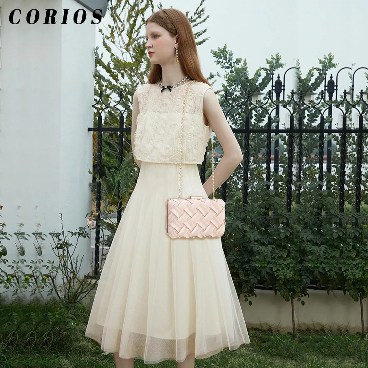 Women Clutch Bag Evening Bag Bridal Wedding Purse Ladies Shoulder Bag With Detachable Chain Retro Handbag